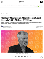 Strategy Shares Fall After Bitcoin Giant Reveals $100 Million BTC Buy - Decrypt