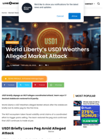 World Liberty Financial USD1 Recovers After Attack