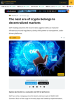 The Next Era Of Crypto Belongs To Decentralized Markets