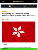 Hong Kong SFC Warns on Rising Stablecoin Fraud Risks After Ordinance