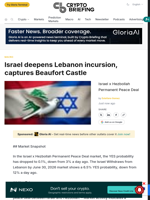 Israel deepens Lebanon incursion, captures Beaufort Castle