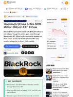 Blackrock Drives Entire $110 Million Bitcoin ETF Inflow