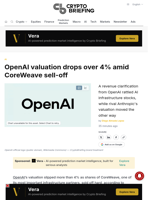 OpenAI valuation drops over 4% amid CoreWeave sell-off