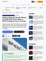 Musk's SpaceX Breaks Below Its $135 IPO Price After a 42% Collapse From Its Peak