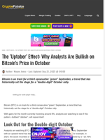 The 'Uptober' Effect: Why Analysts Are Bullish on Bitcoin's Price in October