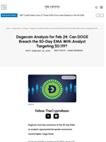 Dogecoin Analysis for Feb 24: Can DOGE Breach the 50-Day EMA With Analyst Targeting $0.119? 