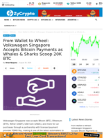 From Wallet to Wheel: Volkswagen Singapore Accepts Bitcoin Payments as Whales & Sharks Scoop 20K BTC ⋆ ZyCrypto