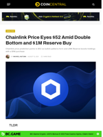 Chainlink Price Eyes $52 Amid Double Bottom and $1M Reserve Buy - CoinCentral