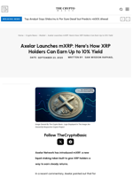 Axelar Launches mXRP: Here’s How XRP Holders Can Earn Up to 10% Yield