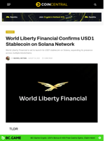 World Liberty Financial Confirms USD1 Stablecoin on Solana Network - CoinCentral