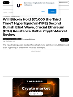 Will Bitcoin Hold $70,000 the Third Time? Hyperliquid's (HYPE) Second Bullish Elliot Wave, Crucial Ethereum (ETH) Resistance Battle: Crypto Market Review - U.Today