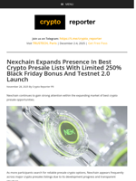 Nexchain Expands Presence In Best Crypto Presale Lists With Limited 250% Black Friday Bonus And Testnet 2.0 Launch