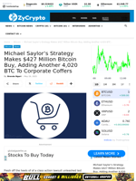 Michael Saylor’s Strategy Makes $427 Million Bitcoin Buy, Adding Another 4,020 BTC To Corporate Coffers ⋆ ZyCrypto
