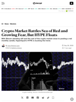 Crypto Market Battles Sea of Red and Growing Fear, But HYPE Floats - Decrypt