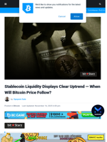 Stablecoin Liquidity Displays Clear Uptrend — When Will Bitcoin Price Follow? | Bitcoinist.com