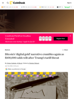 Bitcoin's 'digital gold' narrative crumbles again as $100,000 odds wilt after Trump's tariff threat