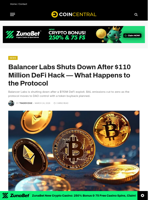 Balancer Labs Shuts Down After $110 Million DeFi Hack — What Happens to the Protocol - CoinCentral