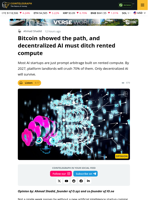 Bitcoin Showed The Path, Decentralized AI Must Ditch Rented Compute
