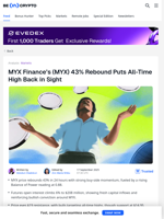 MYX Price Rebounds Strongly, All-Time High Back in Sight