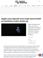 Apple sues OpenAI over trade secret theft as hardware rivalry heats up