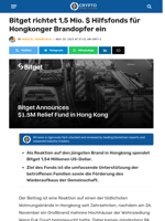 Bitget richtet 1,5 Mio. $ Hilfsfonds für Hongkonger Brandopfer ein - Crypto News Flash