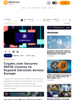 Crypto.com Secures MiFID License to Expand Services Across Europe – Crypto News Bitcoin News