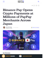Binance Pay Opens Crypto Payments at Millions of PayPay Merchants Across Japan