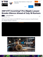 XRP ETF Incoming? Pro-Ripple Lawyer Breaks Silence Ahead of July 18 Rumors
