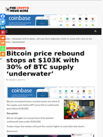 Bitcoin price rebound stops at $103K with 30% of BTC supply 'underwater' - The Crypto News Wire