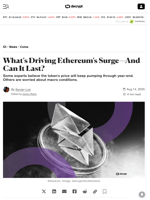 What's Driving Ethereum's Surge—And Can It Last? - Decrypt