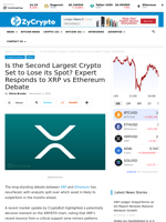 Is the Second Largest Crypto Set to Lose its Spot? ‬Expert Responds to XRP vs Ethereum Debate ⋆ ZyCrypto