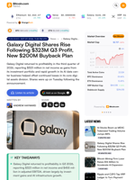 Galaxy Digital Shares Rise Following $323M Q3 Profit, New $200M Buyback Plan