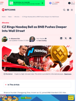 CZ Rings Nasdaq Bell as BNB Pushes Deeper Into Wall Street