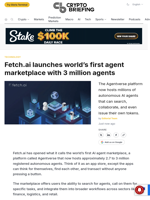 Fetch.ai launches world's first agent marketplace with 3 million agents