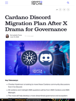 Cardano Discord Migration Plan After X Drama for Governance