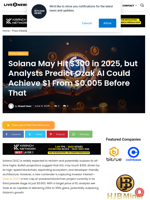 Solana May Hit $300 in 2025, but Analysts Predict Ozak AI Could Achieve $1 From $0.005 Before That | Live Bitcoin News