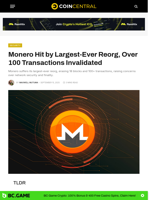 Monero Hit by Largest-Ever Reorg, Over 100 Transactions Invalidated - CoinCentral