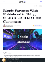 Ripple Partners With Robinhood to Bring $2.4B RLUSD to 28.6M Customers