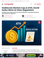 Stablecoin Market Hits ATH as David Sacks Hints at Regulation