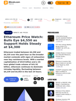 Ethereum Price Watch: Bulls Eye $4,550 as Support Holds Steady at $4,300 – Markets and Prices Bitcoin News