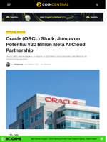 Oracle (ORCL) Stock: Jumps on Potential $20 Billion Meta AI Cloud Partnership - CoinCentral