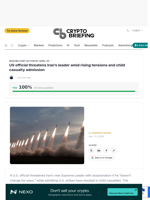 US official threatens Iran's leader amid rising tensions and child casualty admission