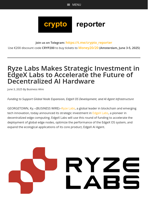 Ryze Labs Makes Strategic Investment in EdgeX Labs to Accelerate the Future of Decentralized AI Hardware
