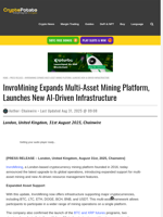 InvroMining Expands Multi-Asset Mining Platform, Launches New AI-Driven Infrastructure