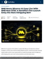 BNB News: Binance AI Goes Live With BNB Near $720. Is Remittix's Pre-Launch Entry the More Intriguing Bet? - TechBullion