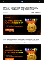 GPUNET Completes $4M Buyback from Early Investors, Reinforcing Long-Term Growth - Visionary Financial