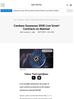 Cardano Surpasses 300K Live Smart Contracts on Mainnet