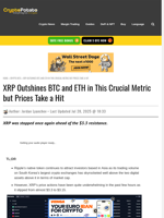 XRP Outshines BTC and ETH in This Crucial Metric but Prices Take a Hit