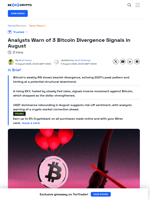 Analysts Warn of 3 Bitcoin Divergence Signals in August