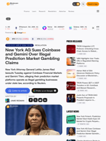 New York AG Sues Coinbase and Gemini Over Illegal Prediction Market Gambling Claims